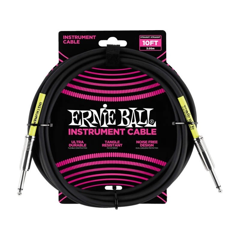 Ernie Ball Câble Ultraflex jacks droits, 3m - Noir