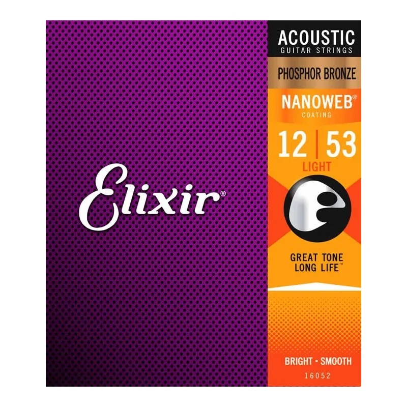 Elixir 16052 Nanoweb Phosphor Bronze Light 12-16-24-32-42-53