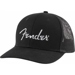 Fender Silver Thread Logo Snapback Trucker Hat Black Fender Silver Thread Logo Snapback Trucker Hat Black