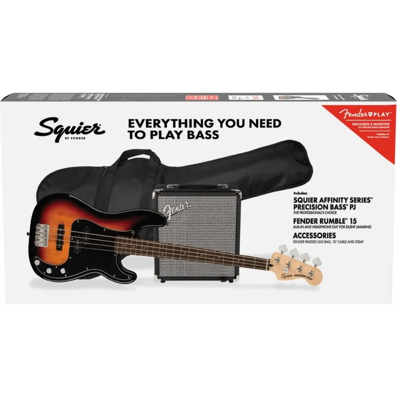 Squier Pack Affinity Precision Bass PJ 3-Color Sunburst &Rumble 15