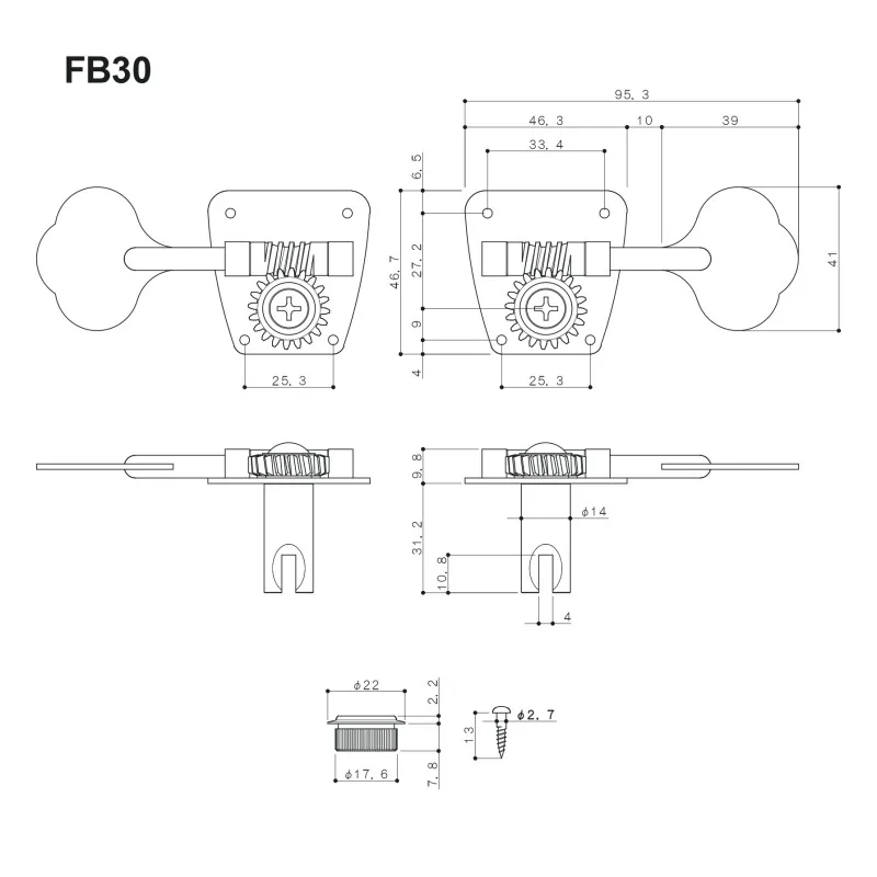 Gotoh FB-30N Mécaniques Basse 4x1 Nickel