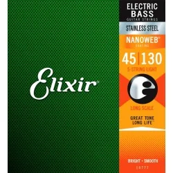 Elixir 14777 Jeu Nanoweb Bass 5 Cordes Stainless Steel Elixir 14777 Jeu Nanoweb Bass 5 Cordes Stainless Steel