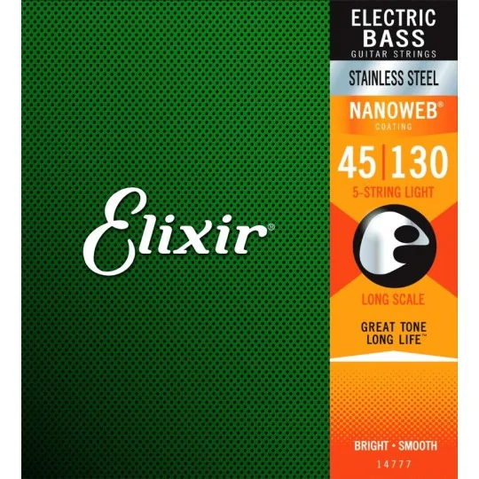 Elixir 14777 Jeu Nanoweb Bass 5 Cordes Stainless Steel