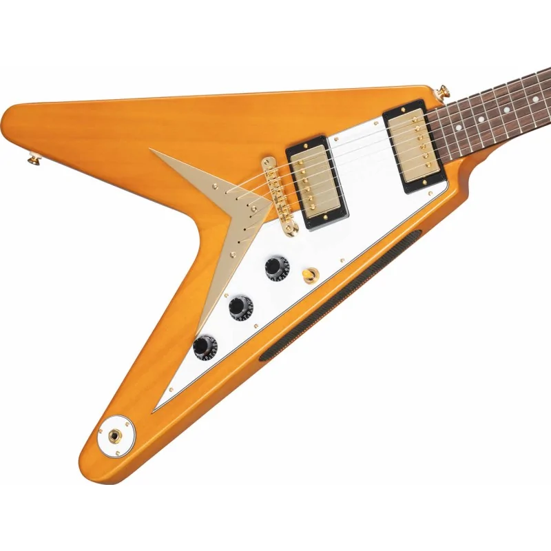 Epiphone 1958 Korina Flying V White Pickguard Aged Natural