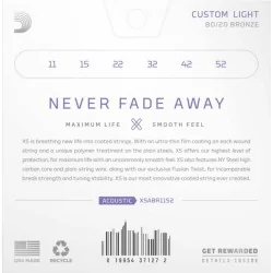 D'Addario XSABR1152 Custom Light Coated Acoustic D'Addario XSABR1152 Custom Light Coated Acoustic