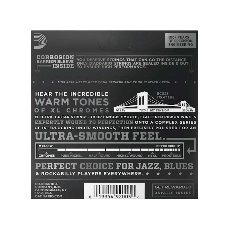 D'Addario ECG23 XL Chromes 10-48