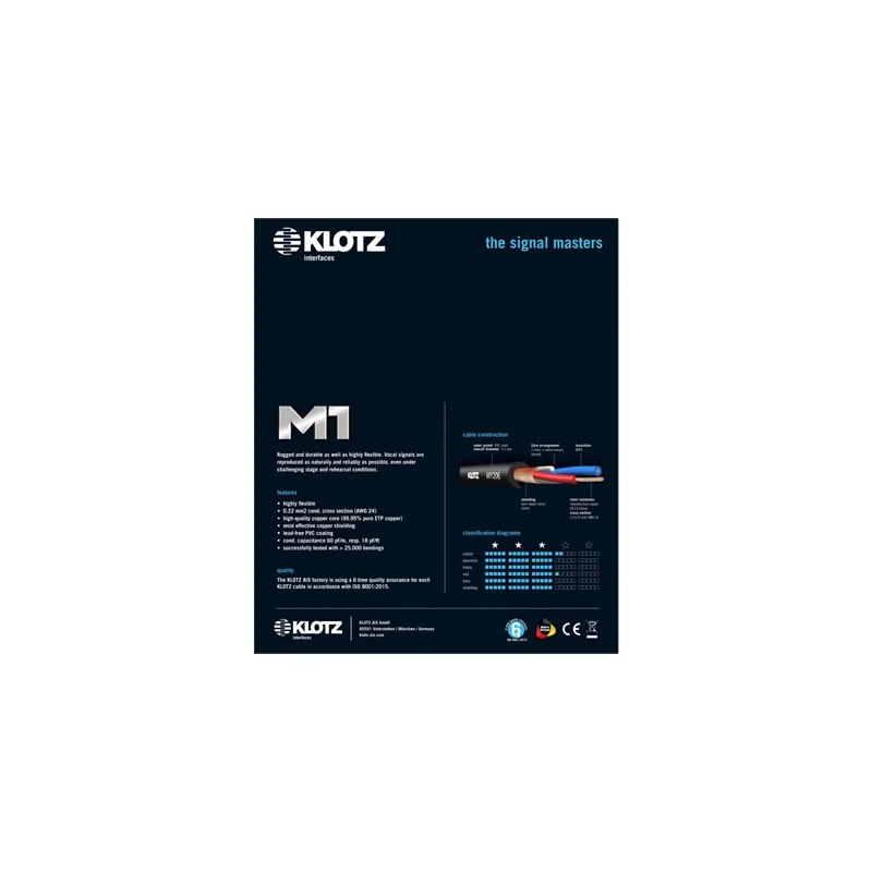 KLOTZ M1MS1K0300 – Câble microphone symétrique 3 m (XLR mâle – Jack 3 pôles) KLOTZ M1MS1K0300 – Câble microphone symétrique 3 m (XLR mâle – Jack 3 pôles)