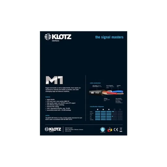 KLOTZ M1MS1K0300 – Câble microphone symétrique 3 m (XLR mâle – Jack 3 pôles)