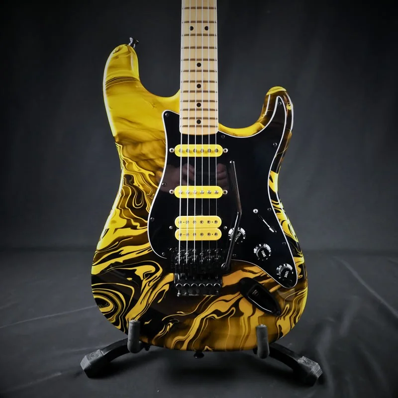 Fender Stratocaster SWIRL 2014 Yellow and Black - Occasion
