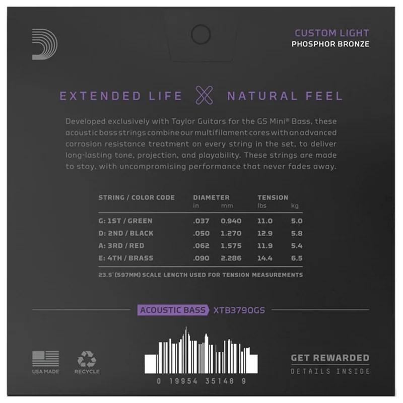 D’Addario XT Taylor GS Mini Bass 37-90 – Custom Light