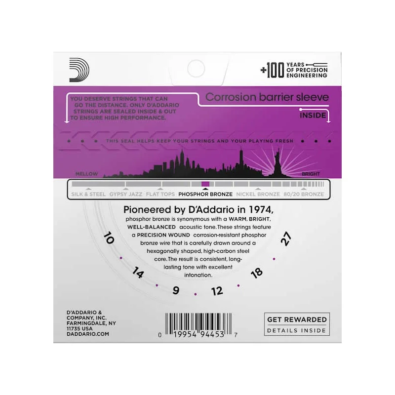 D'Addario EJ38H High Strung/Nashville Tuning 10-27