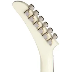 Epiphone Explorer 80s EMG Classic White vue du dos de la tête Epiphone Explorer 80s EMG Classic White vue du dos de la tête