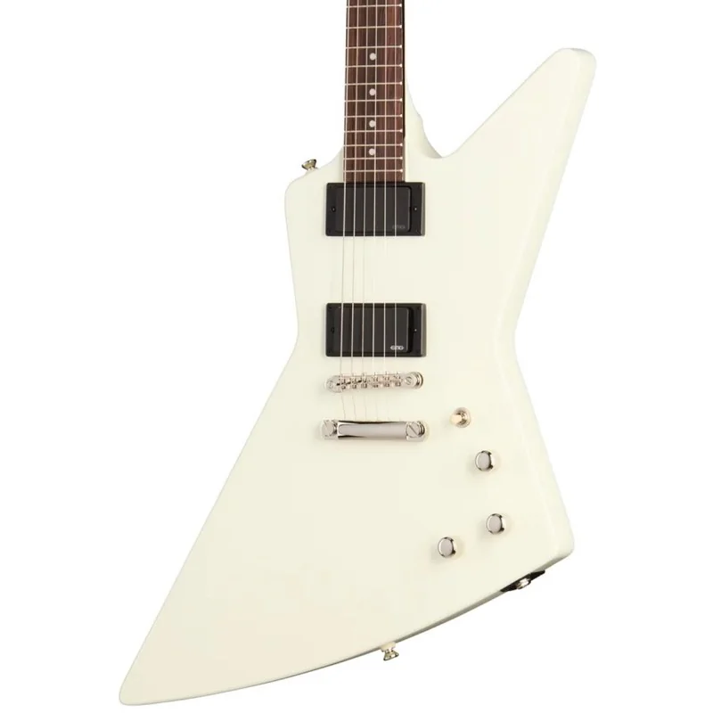 Epiphone Explorer 80s EMG Classic White vue de la table