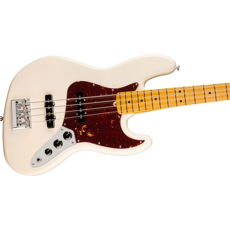 Fender American Professional Jazz Bass Maple Olympic White vue de la table
