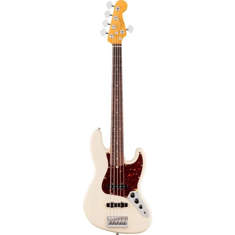 Fender American Professional Jazz Bass V Rosewood Olympic White vue de face