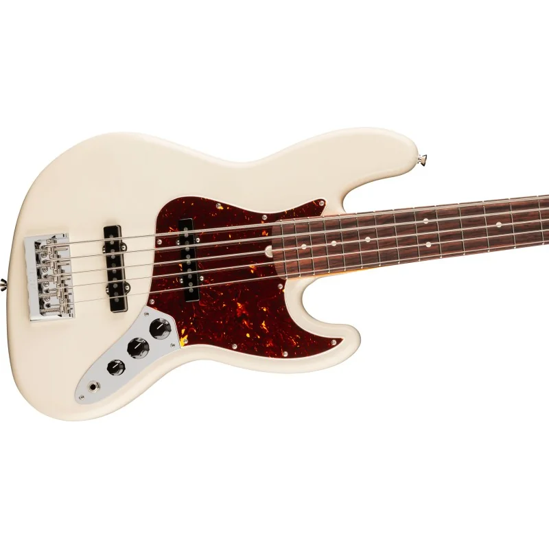 Fender American Professional Jazz Bass V Rosewood Olympic White vue de la table