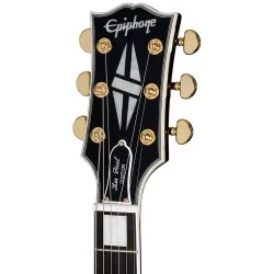 Epiphone Inspired by Gibson Custom Les Paul Custom Ebony vue de la tête Epiphone Inspired by Gibson Custom Les Paul Custom Ebony vue de la tête