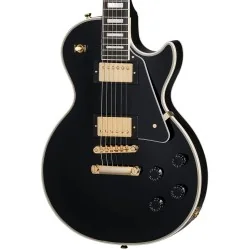 Epiphone Inspired by Gibson Custom Les Paul Custom Ebony vue de la table Epiphone Inspired by Gibson Custom Les Paul Custom Ebony vue de la table
